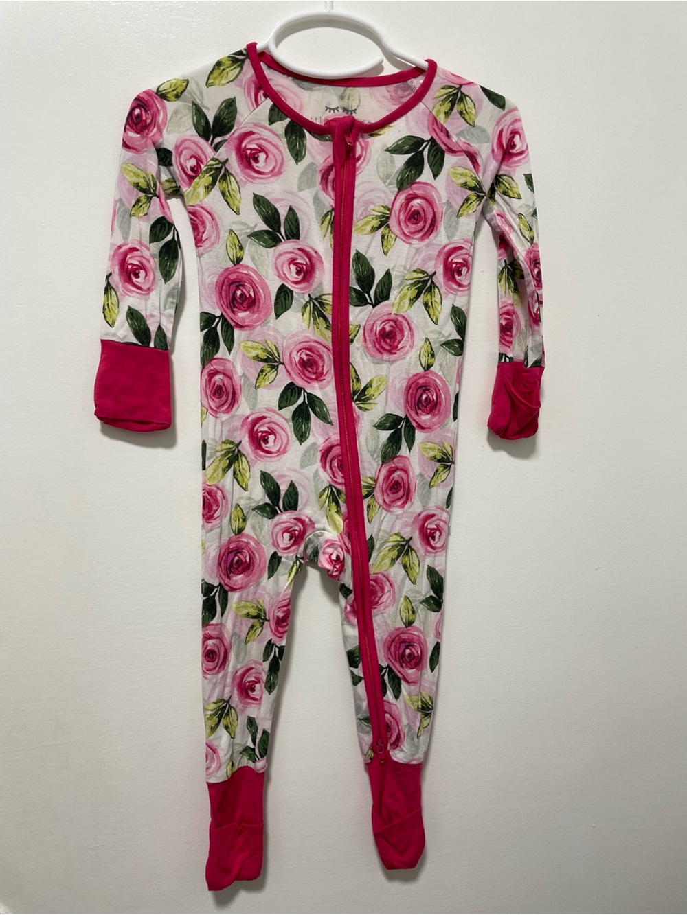Little Sleepies Pink Floral Zip-Front Footed One-Piece